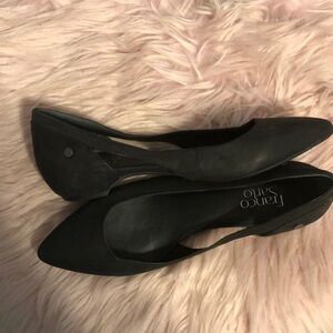 Black suedes flat with side details 8.5 size never worn